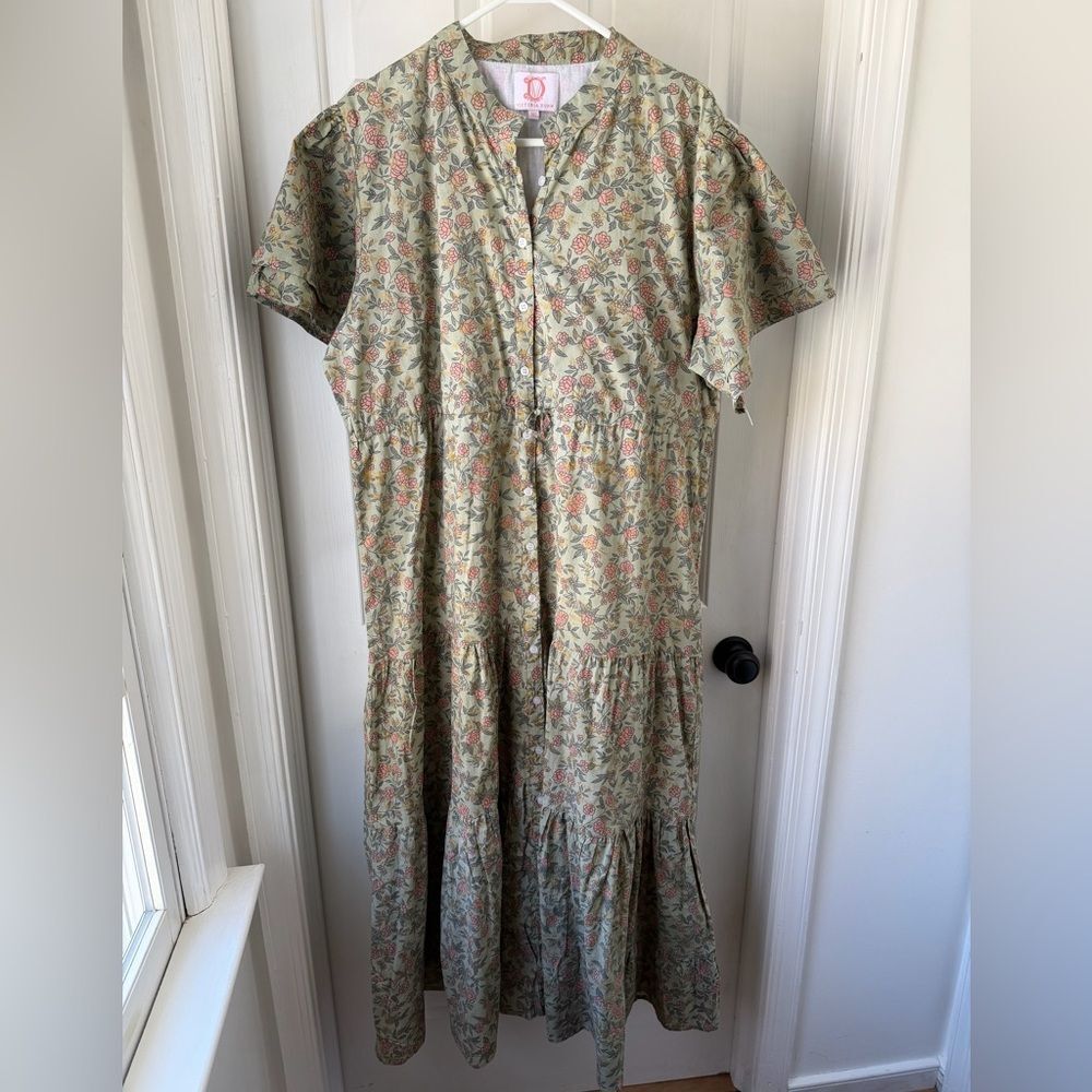 Victoria Dunn Midi Garden Green Floral Dress 3X